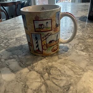 Coastal Lighthouse Ceramic Mug - Multicolor Beach Scenes